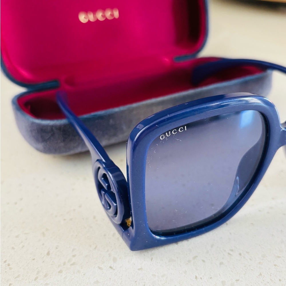 Gucci‎ Women’s Gradient GG1326S Square Plastic Sunglasses Designer Luxury 58mm - Picture 6 of 11